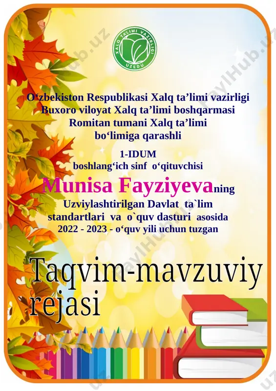 1-sinf 2022-23 o'quv yili — DOCX