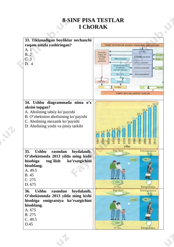 pisa test. 8-sinf geografiya — DOCX