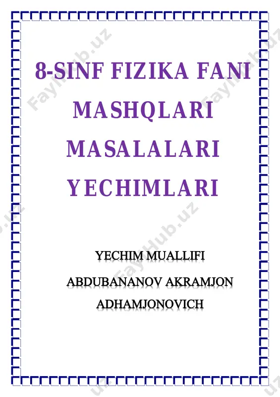 8-sinf masalalari yechimlari (akramjon 10-maktab) — PDF
