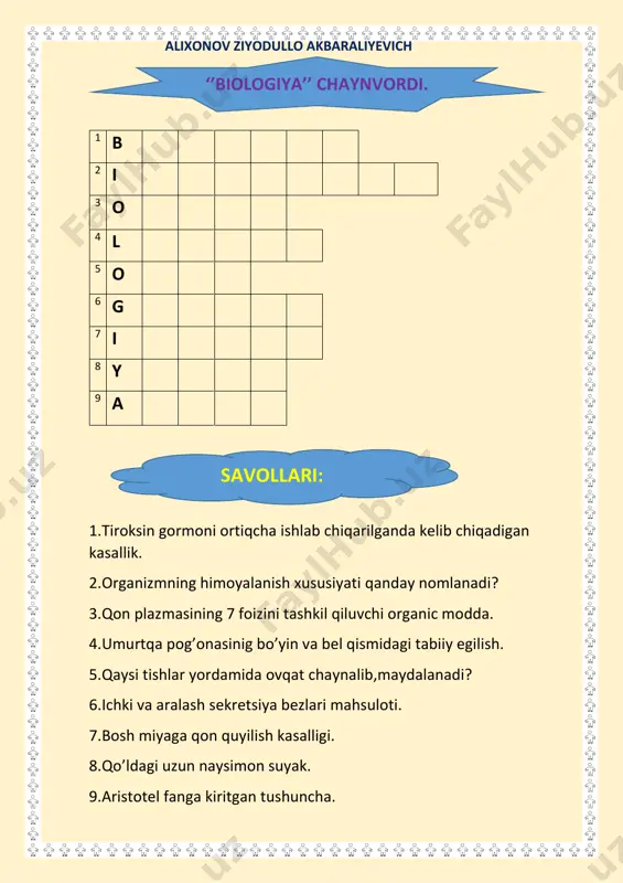 ''biologiya''chaynvordi 8-sinf. — PDF