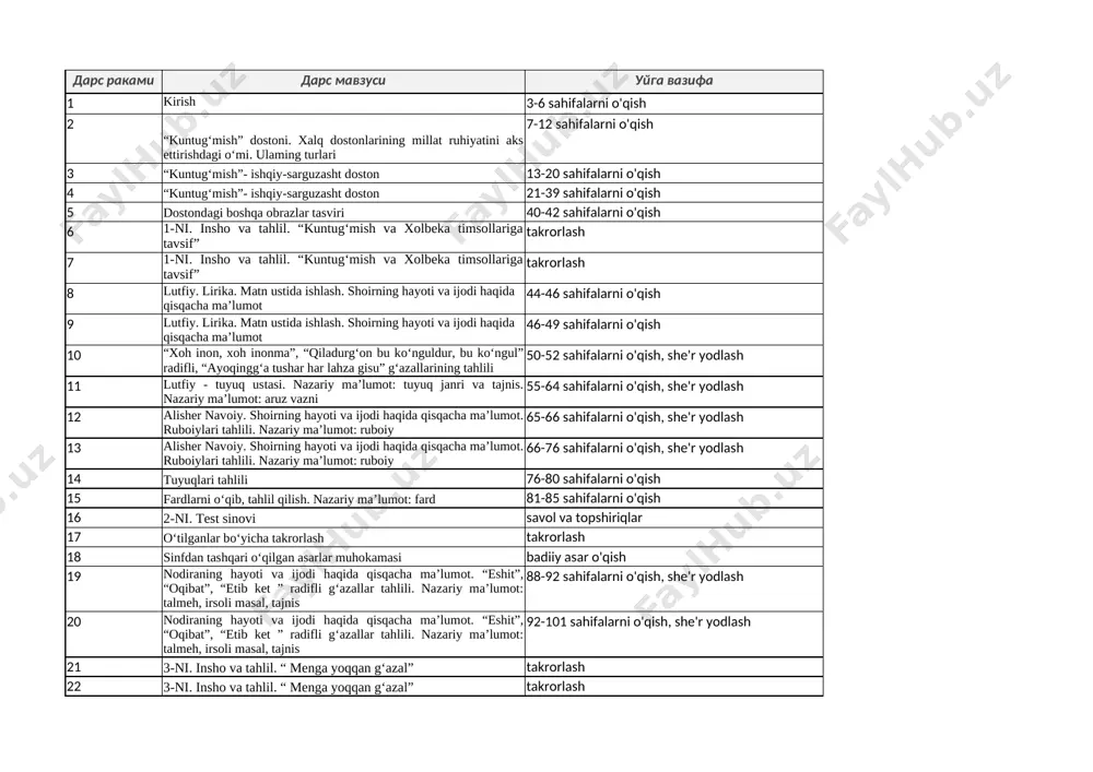 8-sinf reja adabiyot — XLSX