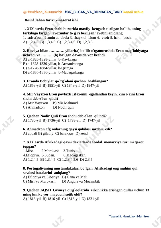 8-jahon tarixi.nazorat ishi-7 — DOCX