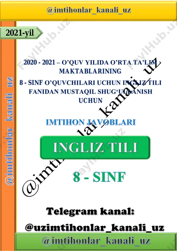 8-sinf ingliz tili 2021 to'liq. — PDF