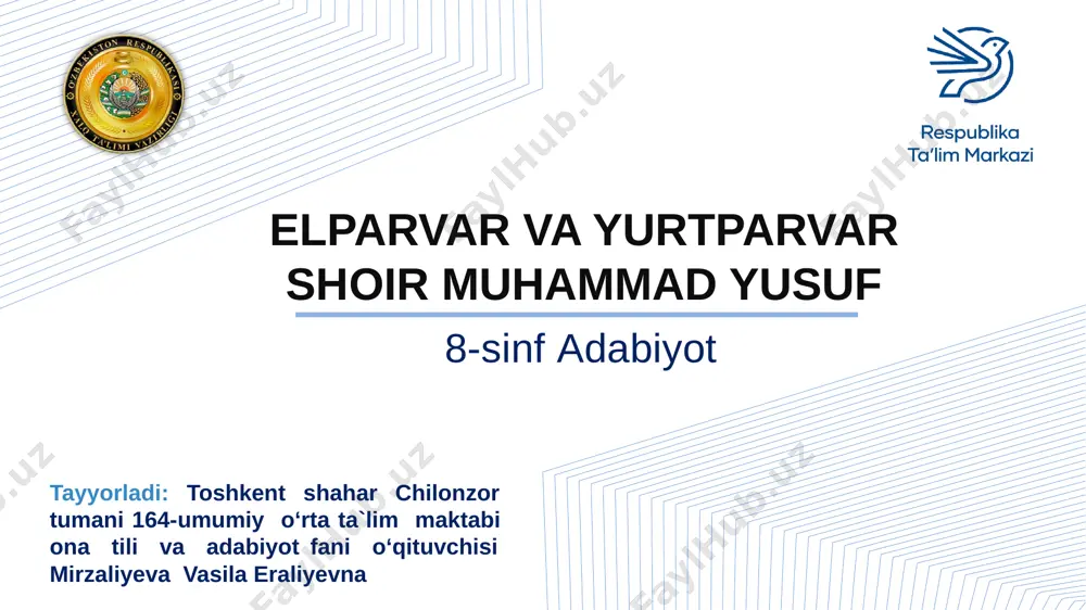 elparvar va yurtparvar shoir muhammad yusuf — PPTX