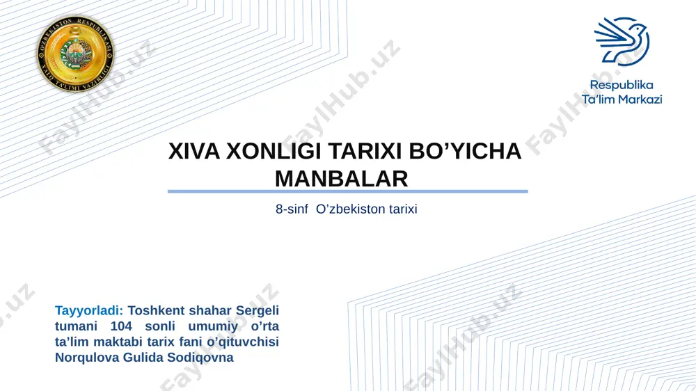 xiva xonligi tarixi bo'yicha manba'lar — PPTX