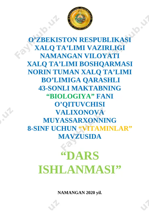 dars ishlanmasi — DOCX