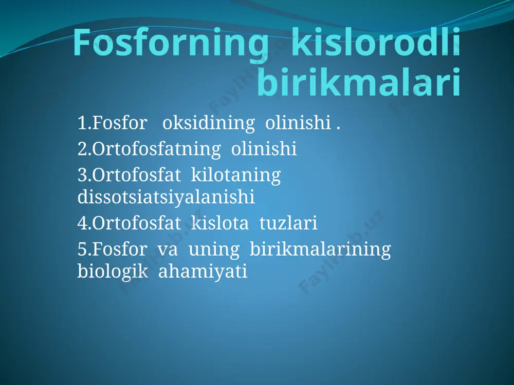 fosforning kislorodli birikmalari — PPTX