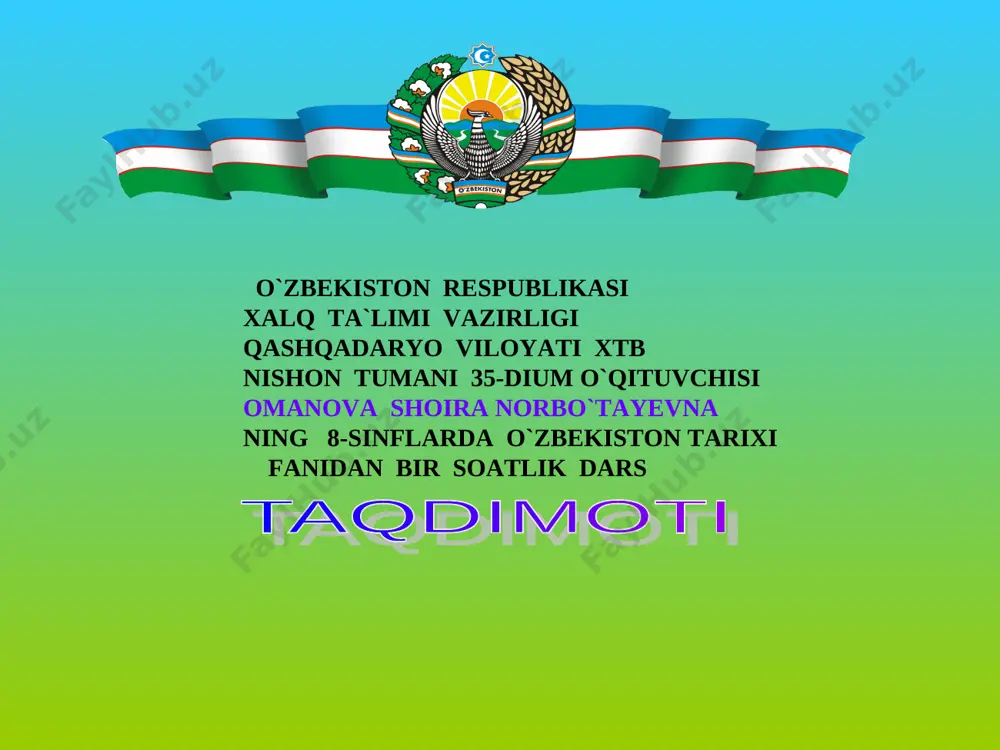 qo`qon xonligida davlat boshqaruvi .pdf — PPT