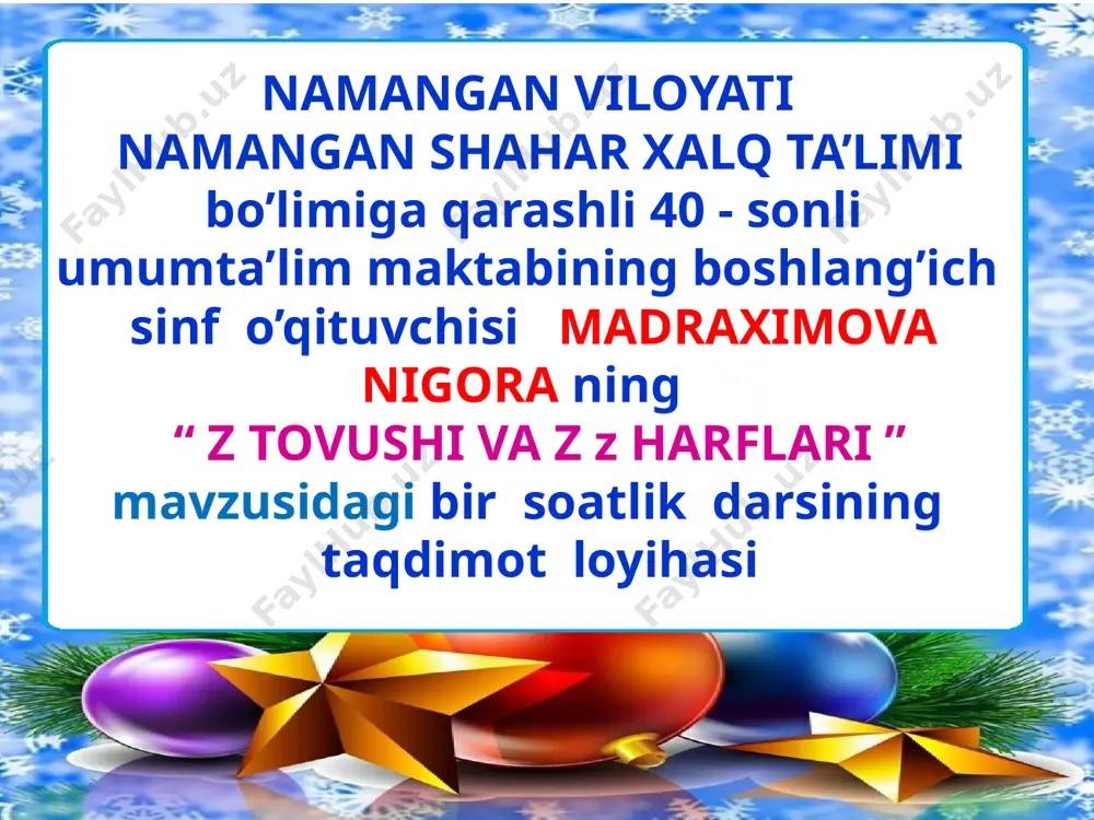 z harf nigora 40-maktabi — PPTX