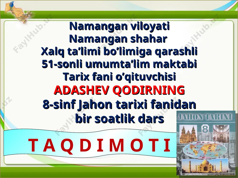 8-sinf jahon tarixi 7-mavzu slaydiiii 2020 — PPT