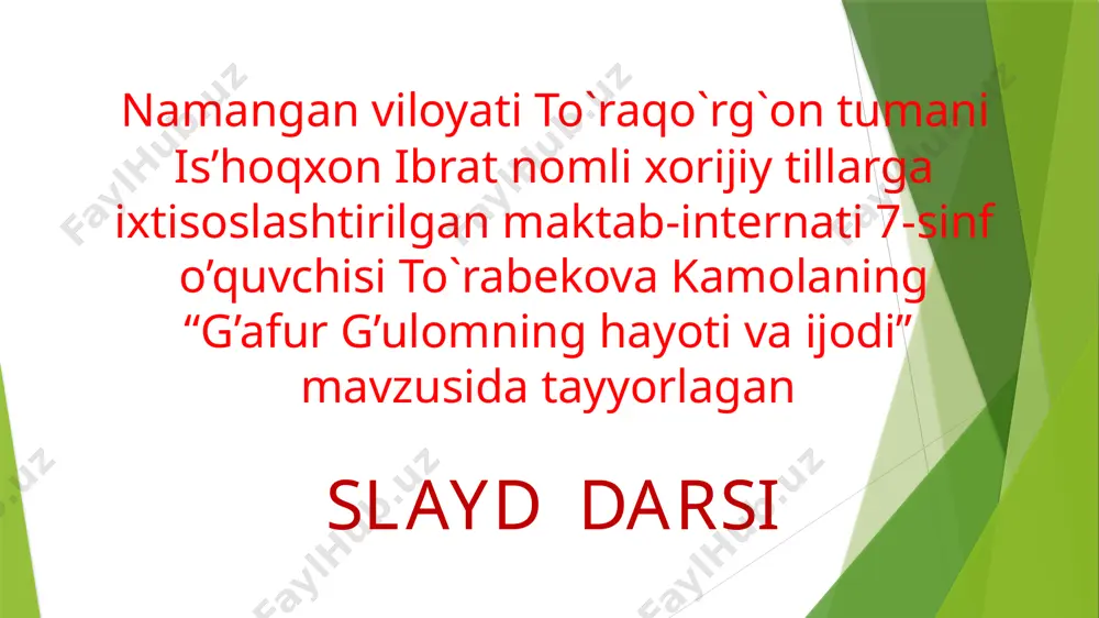 g`afur g'ulom slayd — PPTX