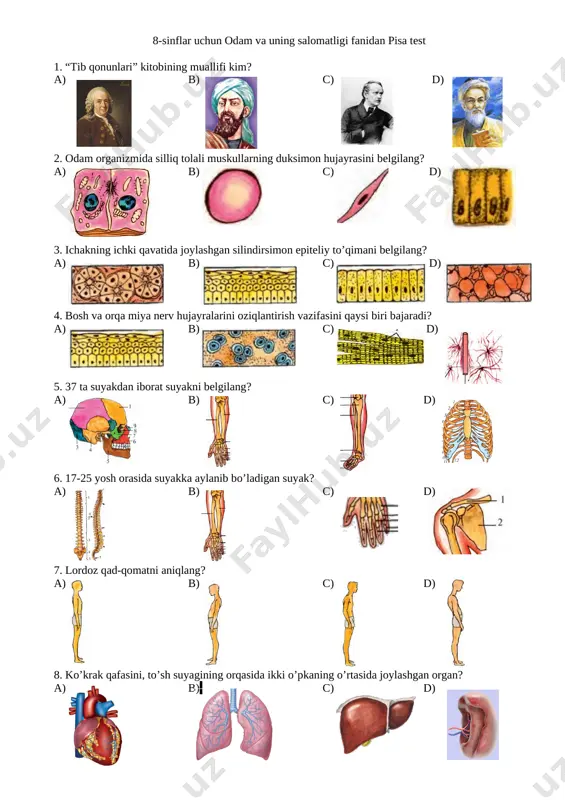 @yosh_ustozlar pisa 8 sinf biologiya — DOC
