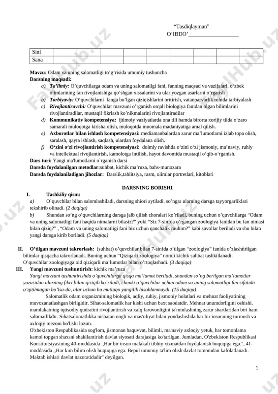 8-sinf 2019-2020 yil konspekt yangi reja asosida — DOCX