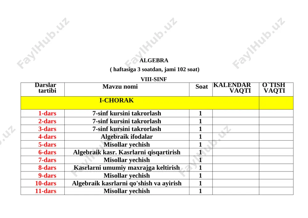 8-sinf algebra va geometriya yangi — DOCX