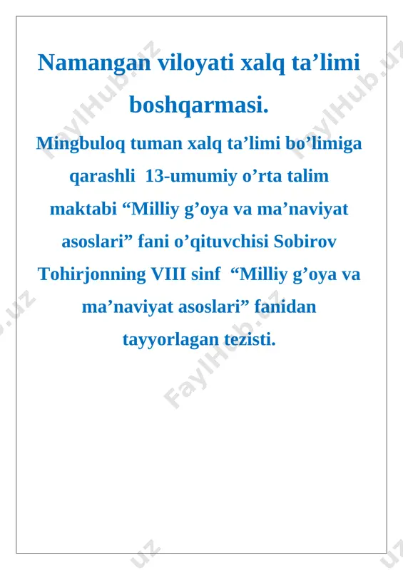 milliy g'oya 8 sinf tezis — DOCX