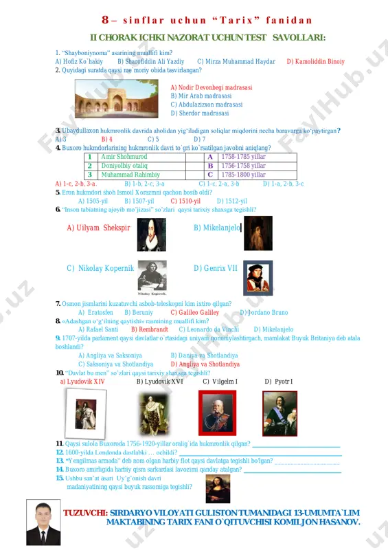 8-sinf pisa test tarix — PDF