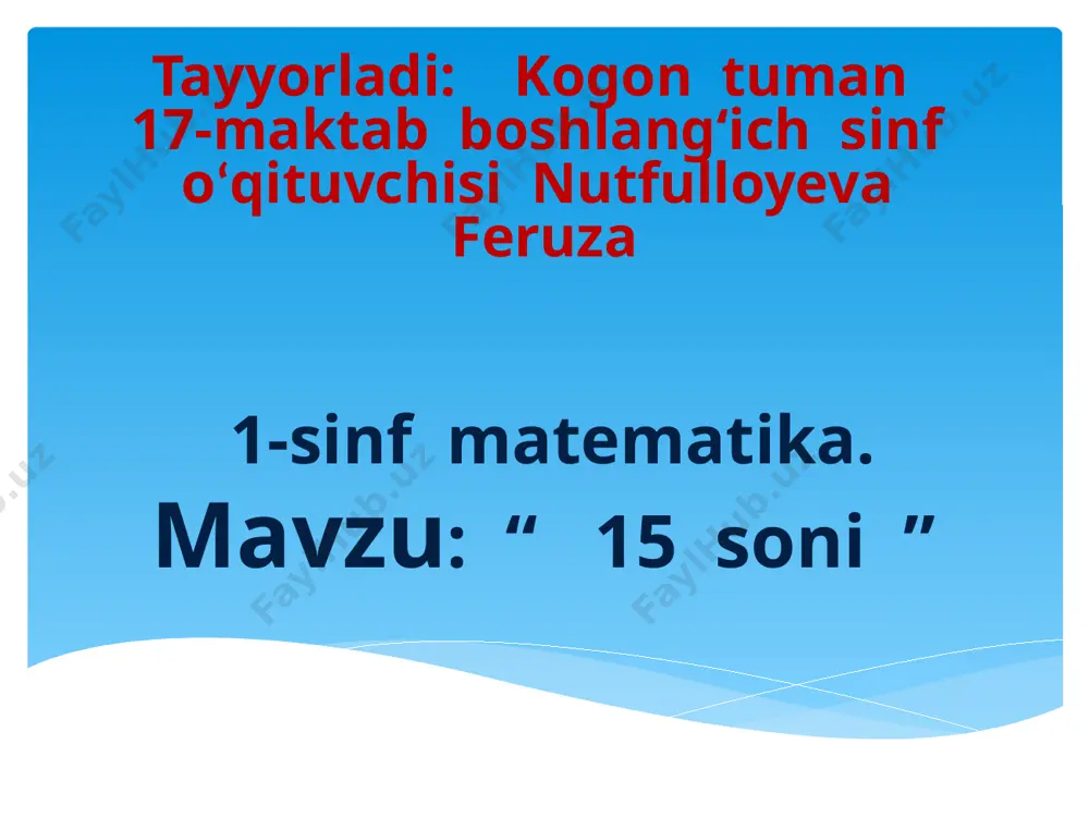 17 maktab 1-sinf matematika — PPTX