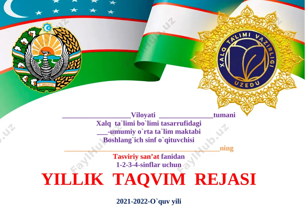 tasviriy_san'at_1_4_sinflar_barchasi_2021_2022_yangi_pechatga_tayyor — DOCX