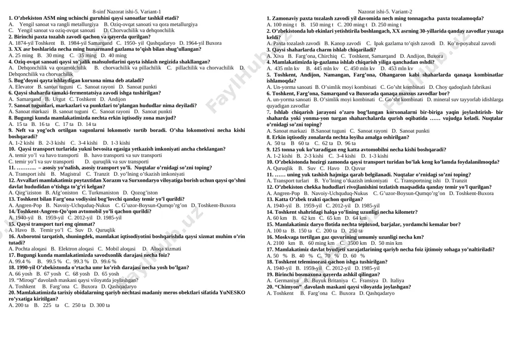 8- sinf nazorat ishi 5.. — DOCX