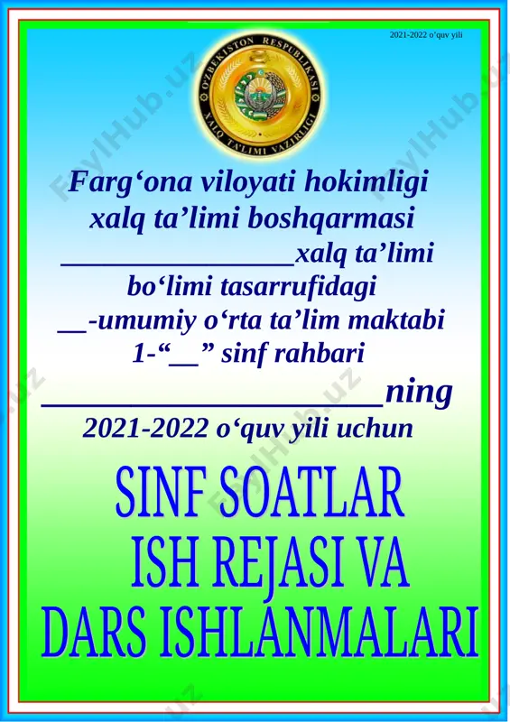 1-sinf sinf soati ish reja va konspekti — DOC