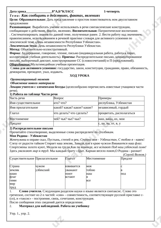 8-sinf rus-tili konspekt — ZIP