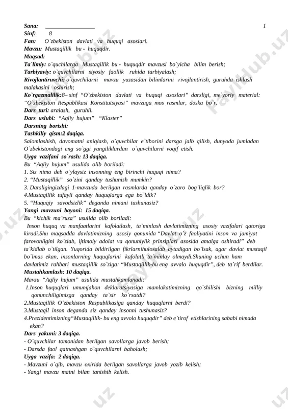 8-sinf huquq konspekt — DOCX