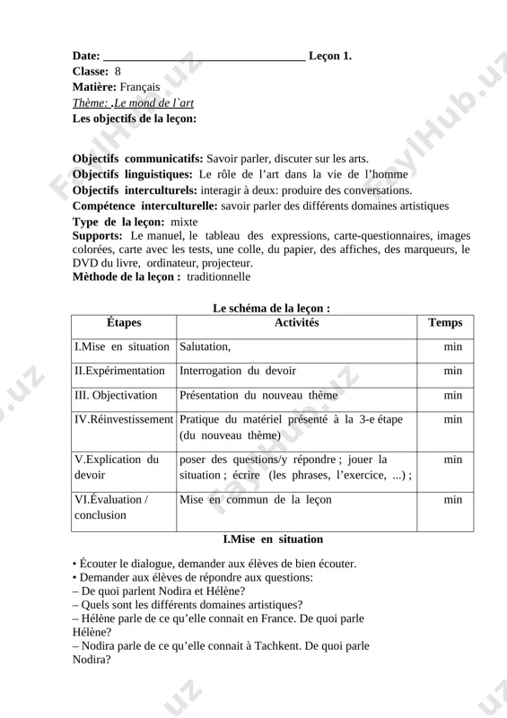 8-sinf fransuz tili — DOCX