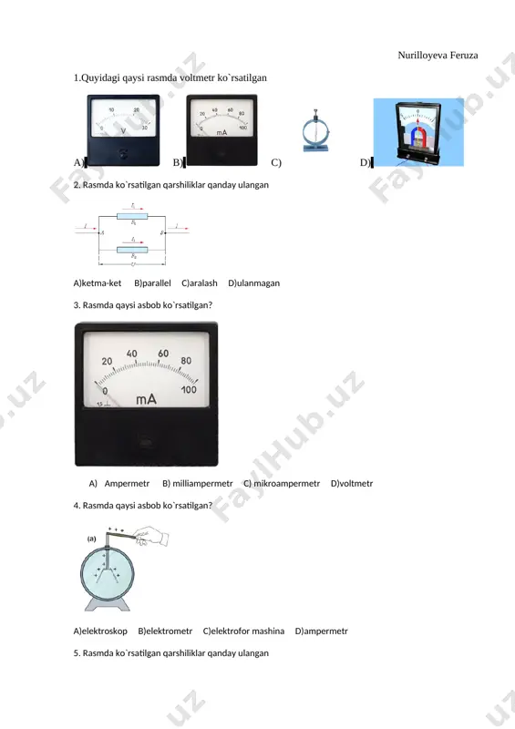 8-sinf fizika pisa testi — DOCX