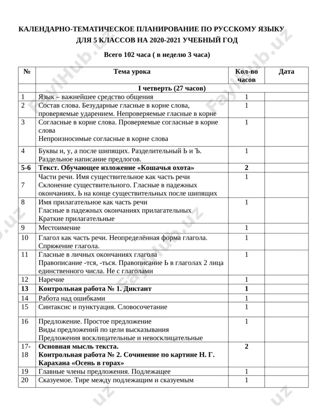 ktp po chetvertyas 5- klass — DOCX