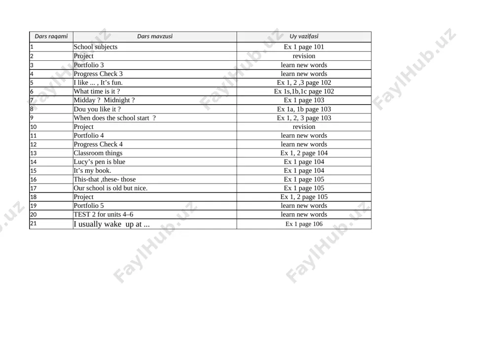 5-sinf 2-chorak — XLSX
