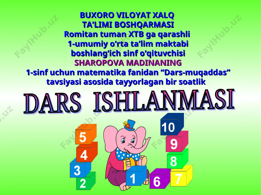 o'tilganlarni mustahkamlash1-sinf matem 2018 — PPT