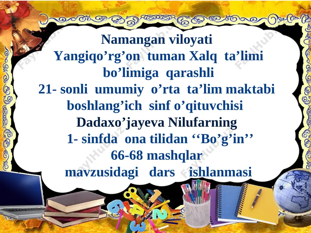 1 sinf ochiq dars ona tili — PPT