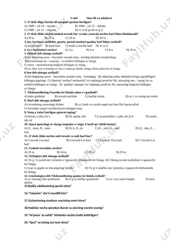 5-sinf — DOCX