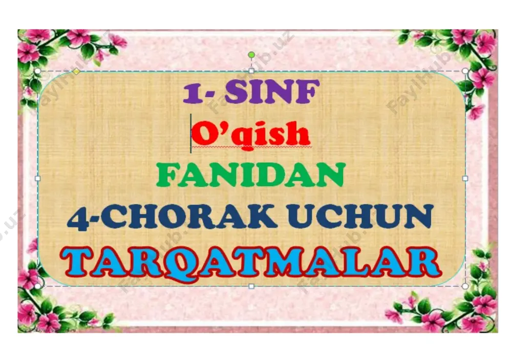 4-chorak 1- ssinf o'qish tarqatmasi 2021 — DOCX