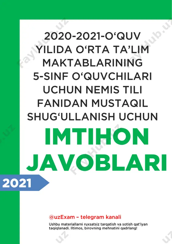 5-sinf nemis tili imtihon javoblari 2021 — PDF