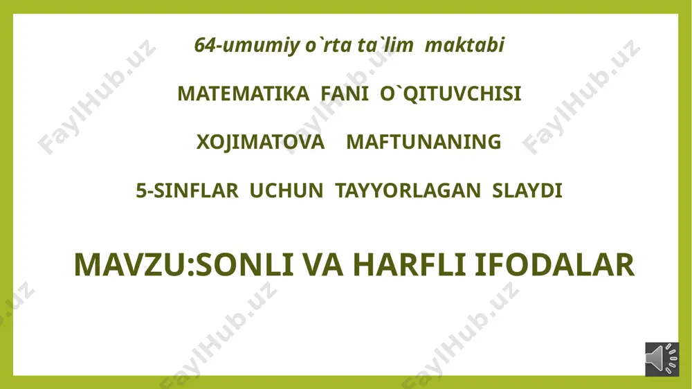 matematika sonli ifodalar. 6.05.2020y — PPTX