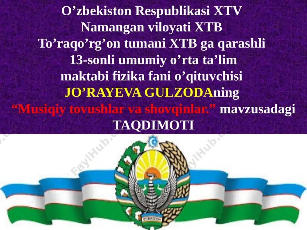 musiqiy tovushlar va shovqinlar. jo'rayeva gulzoda — PPTX