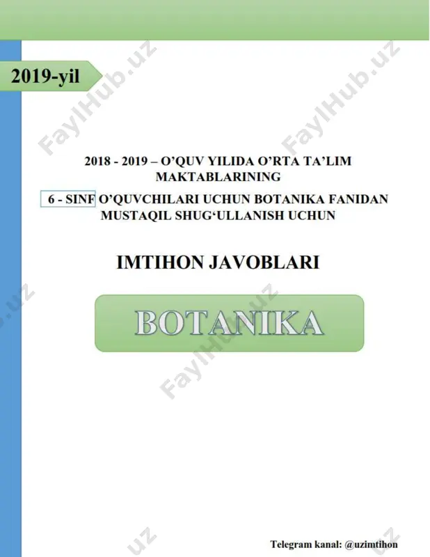 6-sinf biologiya imtihon javoblari — PDF