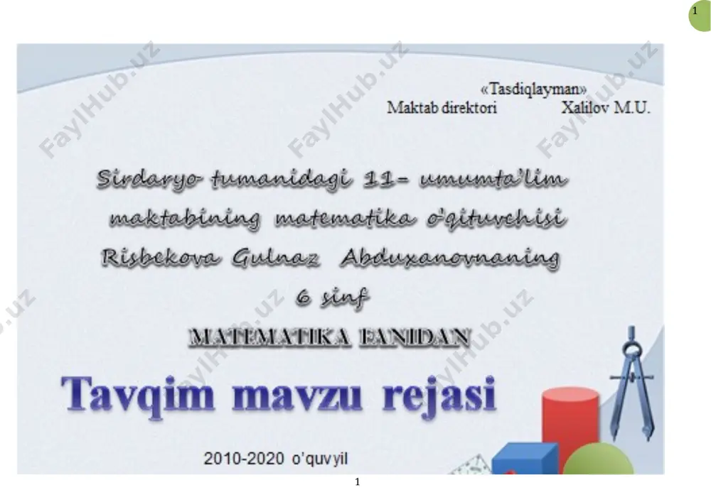 6-sinf, matematika (2018-2019) — ZIP