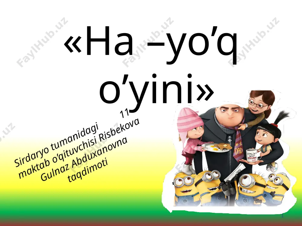 gulnoz ha yo'q o'yini — PPTX