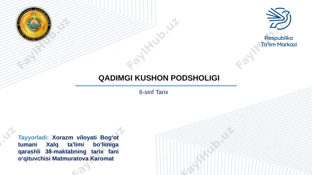 qadimgi kushon podsholigi — PPTX