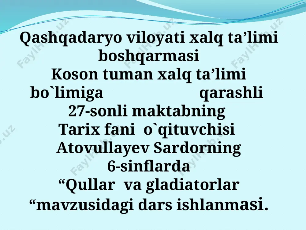 6-sinf 41-$ qullar va gladiatorlar — PPTX