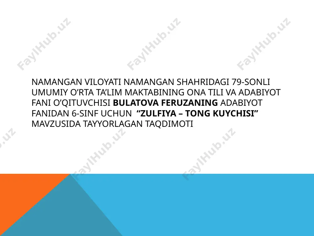 zulfiya - tong kuychisi — PPTX