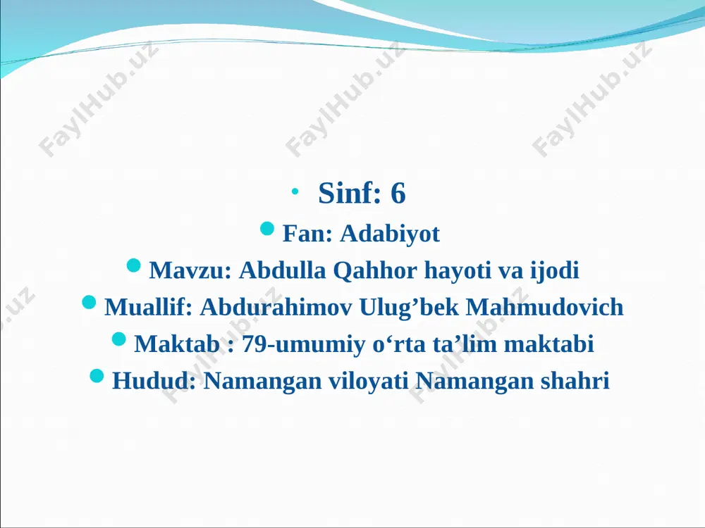 abdulla qahhorhayoti va ijodi — PPT