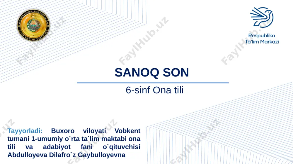 6-sinf ona tili 4-choroak sanoq son — PPTX