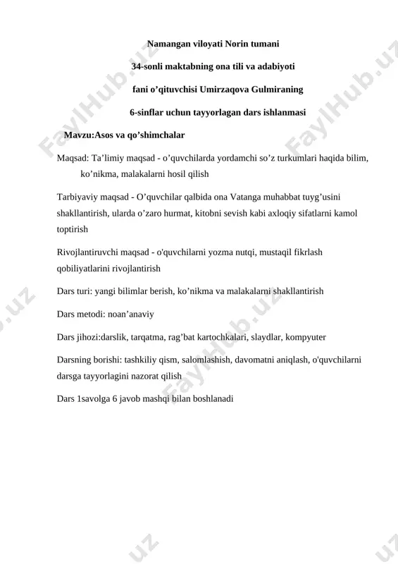 dars ishlanma asos va qoshimchlar — DOCX
