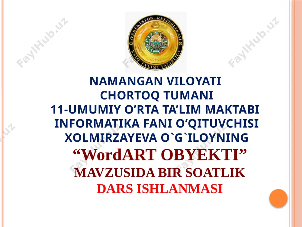 6-sinf. wordart obyekti. — PPTX