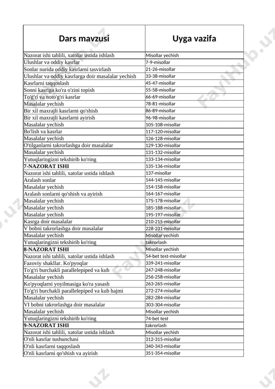 5-sinf 3-chorak kundalik comga — XLSX