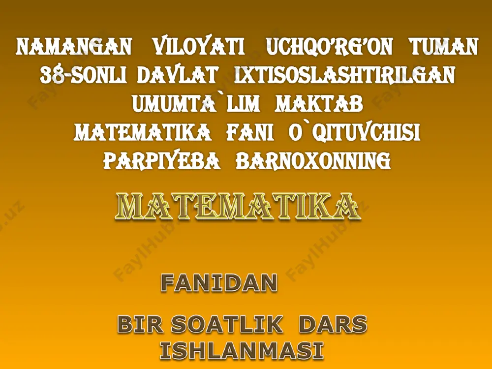 matematikabbarnoxon 6-sinf — PPT
