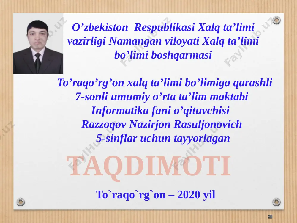 kompyuterning_asosiy_va_qo`shimcha_qurilmalari_va_ularning_vazifalari — PPTX